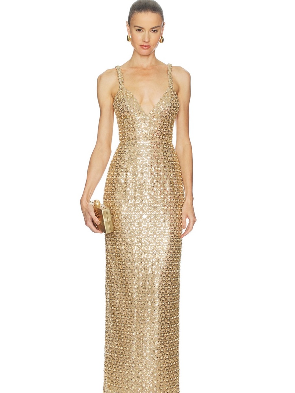Bronx & Banco Allegra Sequin Maxi Dress in Gold